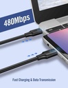 Ugreen 3m 60W USB Type  C  2.0 Male To Male Cable, Power Delivery 2.0/QC 2.0/3.0 (60788)