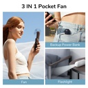 JISULIFE F8 usb  3-in-1 Mini Foldable Fan with Flashlight & Power Bank 2000mAh