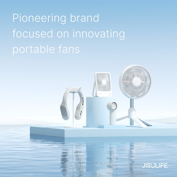 JISULIFE Portable Ultimate Bladeless Neck Fan, 【3+1 Speeds】 Rechargeable Personal Fan for Neck with Multi Motors, USB Wearable Fan for Outdoor, Home, Office, with Metal Neck Brace .
