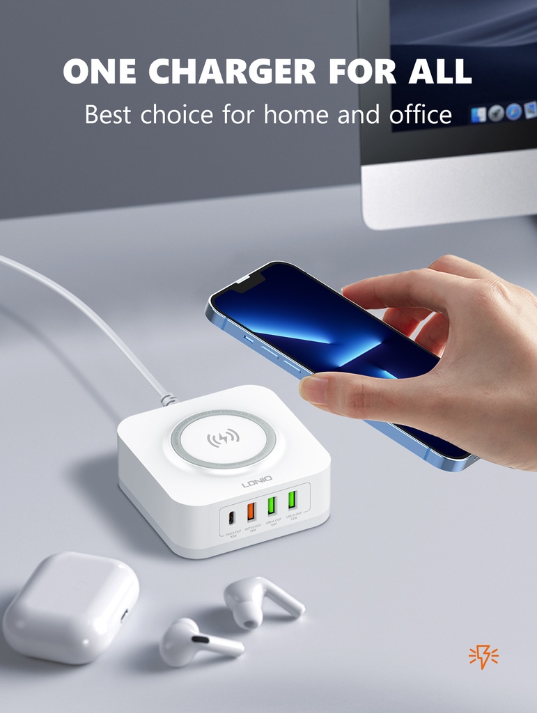 LDNIO AW004 32W 5 in 1 Charging Station with 15W Wireless Charger