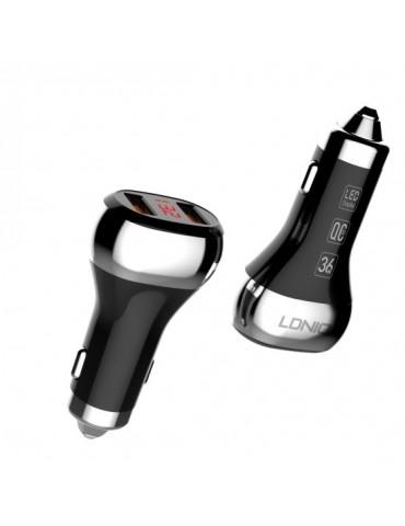LDNIO C2-Type C-QC3.0 Fast Car Charging 36W-2 USB Ports-LED Display