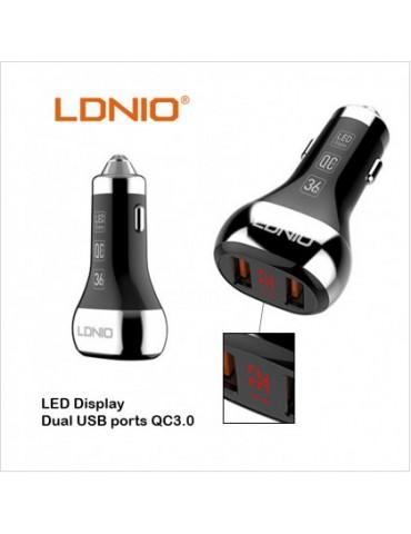 LDNIO C2-Type C-QC3.0 Fast Car Charging 36W-2 USB Ports-LED Display