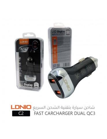 LDNIO C2-Type C-QC3.0 Fast Car Charging 36W-2 USB Ports-LED Display