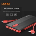 LDNIO PL1013 Wired Power Bank, 10000 mAh WITH BUILT-IN DUAL CABLE