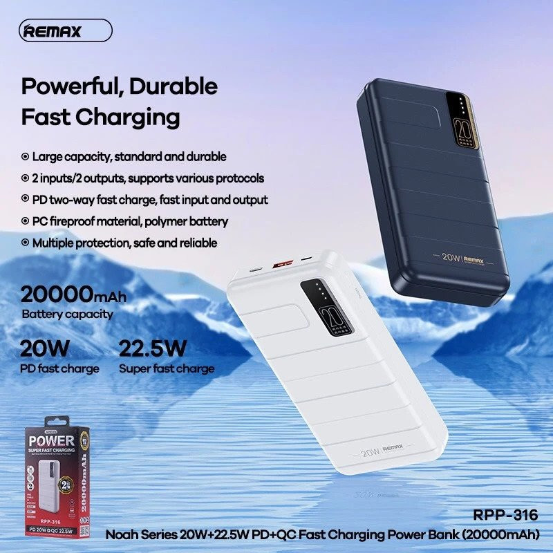 Remax RPP-316 Noah Series 20000mAh 22.5W Power Bank