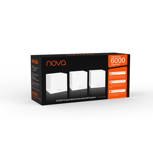 Tenda Nova MW12 Tri-Band 3-Pack AC2100 Whole Home Mesh WiFi System