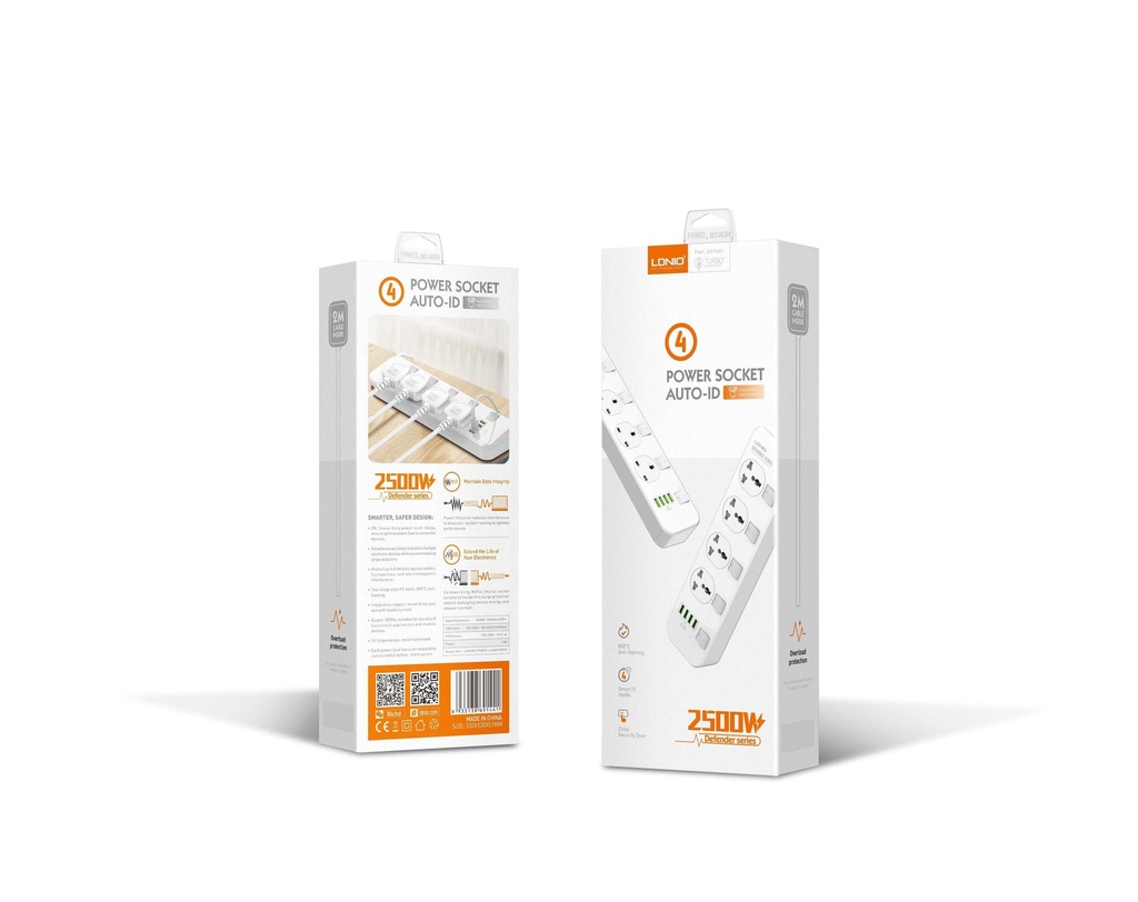 LDNIO SC4408 2500W 4 Socket & 4 USB Port Power Strip