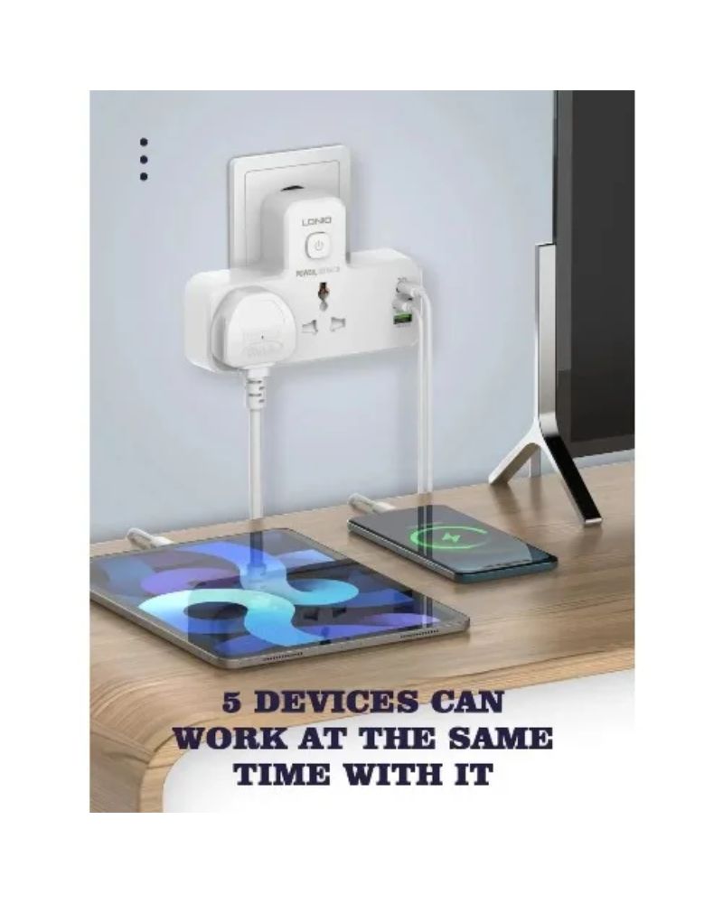 LDNIO Power Strip 1 USB-C & 2USB-A 2 Outlets – PD& Qc3.0