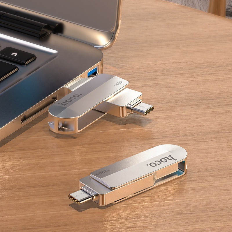 Hoco Metallic Pendrive 2 in 1 UD10 Wise Type-C USB3.0 High Speed Flash Drives (32Gb/64Gb/128Gb)