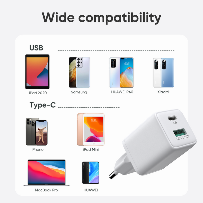 JOYROOM L-QP303 30W for iPhone 13 Dual Port PD+QC3.0 Intelligent Fast Charger (EU)