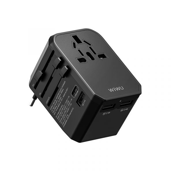 WIWU UA-304 UNIVERSAL 4 PORT TRAVEL CHARGER PLUG ADAPTER 45W