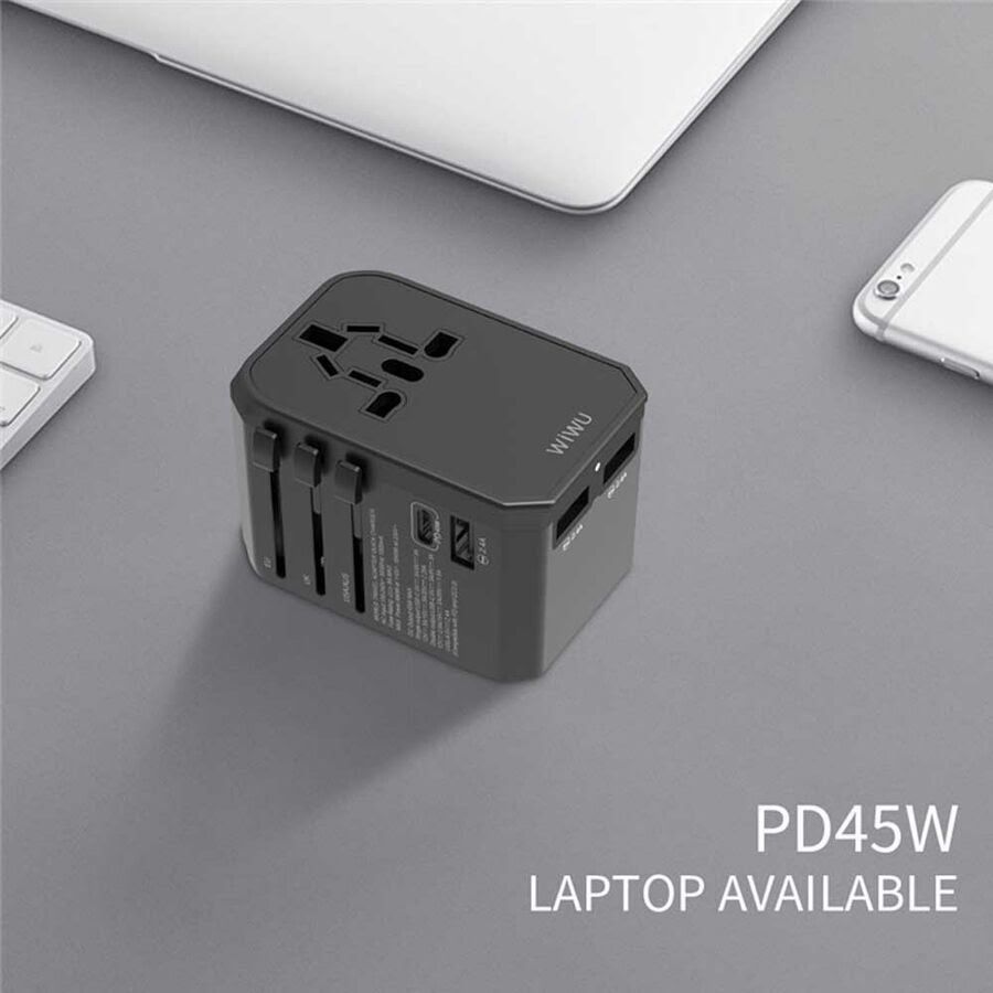 WIWU UA-304 UNIVERSAL 4 PORT TRAVEL CHARGER PLUG ADAPTER 45W