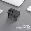 WIWU UA-304 UNIVERSAL 4 PORT TRAVEL CHARGER PLUG ADAPTER 45W