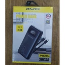 Awei P169K 20000mAh Portable Power Bank- 22.5W With Cable
