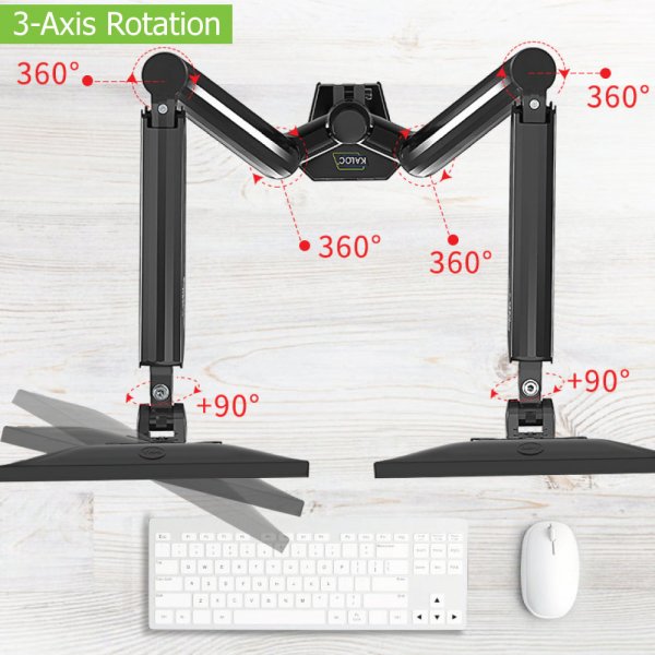 Kaloc KLC-DS90-2 Double Arm Monitor/TV Desktop Mount Stand With Cable Management System