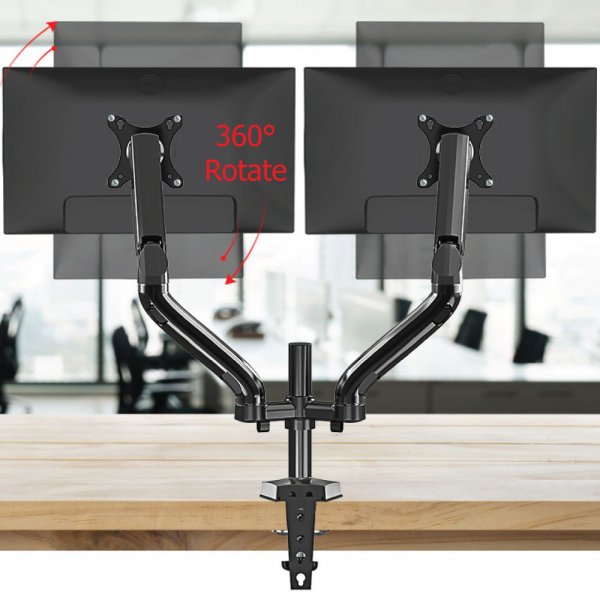 Kaloc KLC-DS90-2 Double Arm Monitor/TV Desktop Mount Stand With Cable Management System