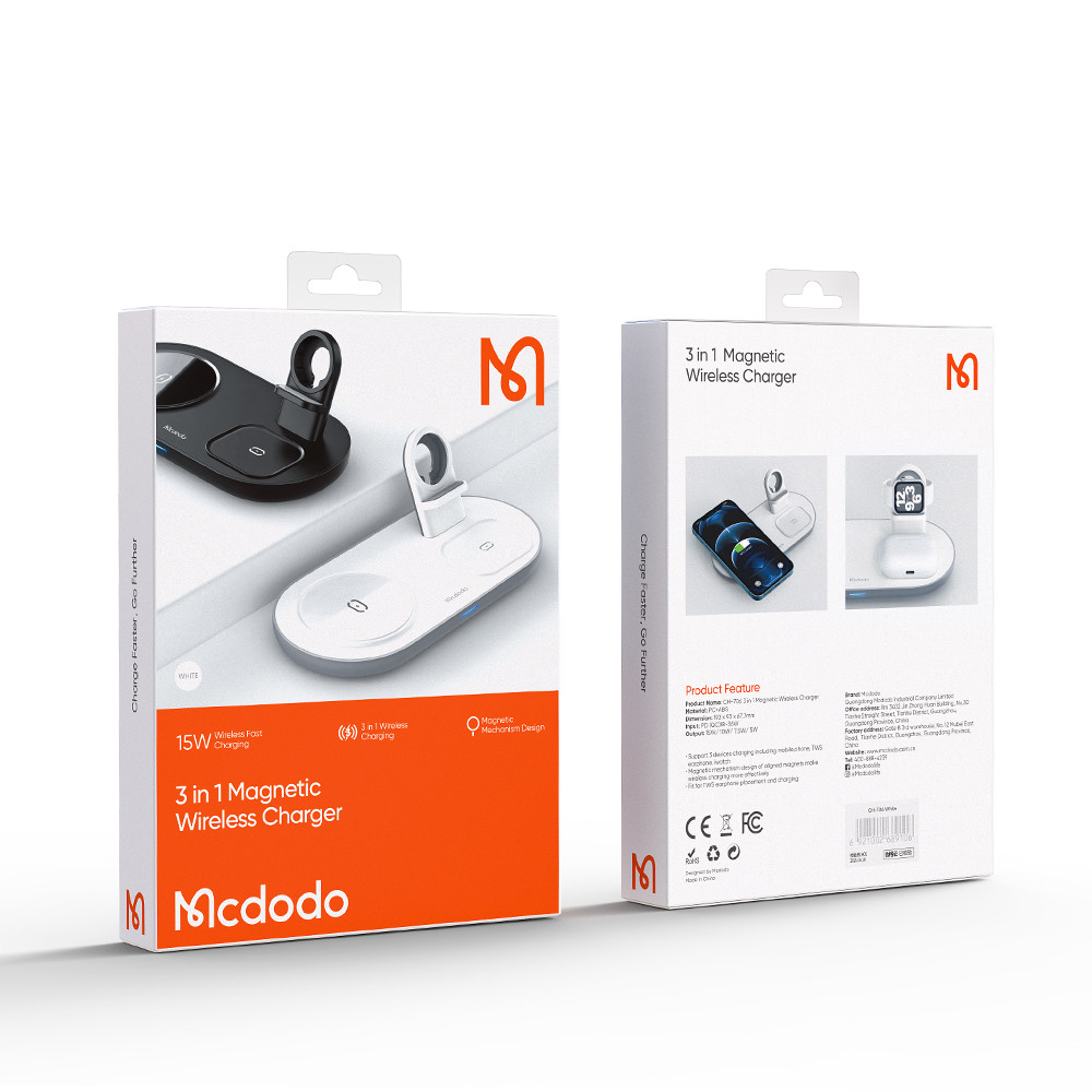 Mcdodo Mahsafe Magnetic Wireless Charger CH-706 3 In 1 Magsafe Pad For iPhone iWatch Airpod Pro