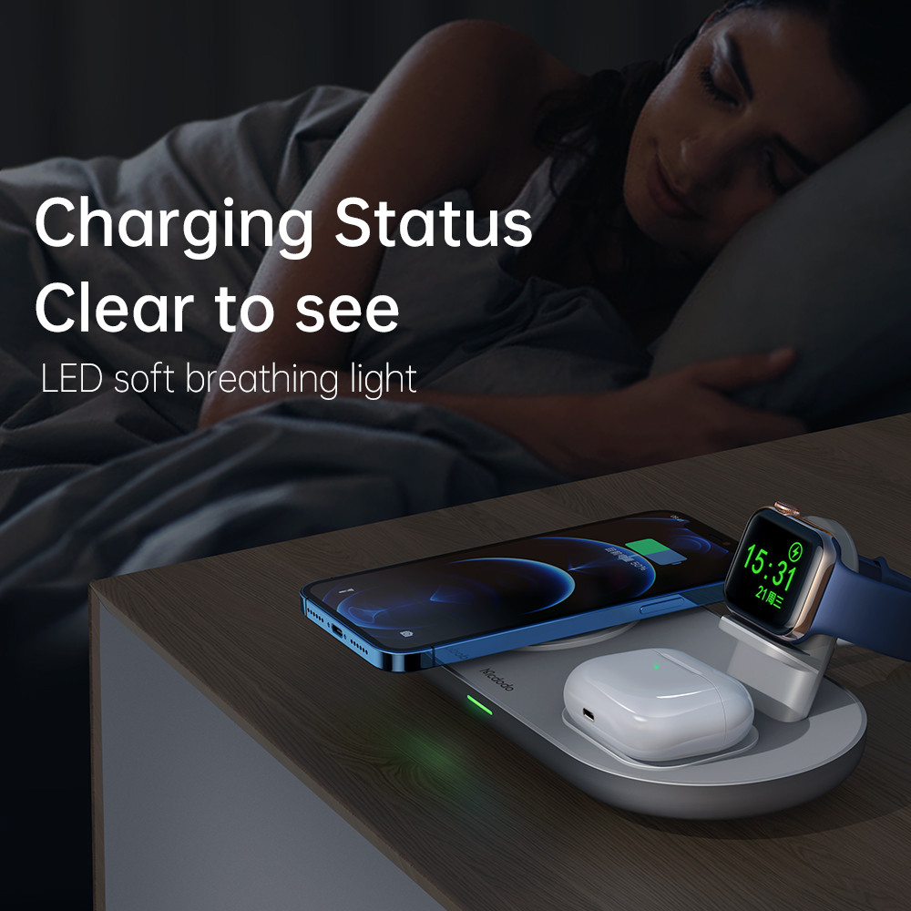 Mcdodo Mahsafe Magnetic Wireless Charger CH-706 3 In 1 Magsafe Pad For iPhone iWatch Airpod Pro