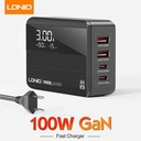 LDNIO A4809C New Product GaN 100W PD Super charging desktop charger Desktop Charger For Mobile Phone High Power Home Charger - Black