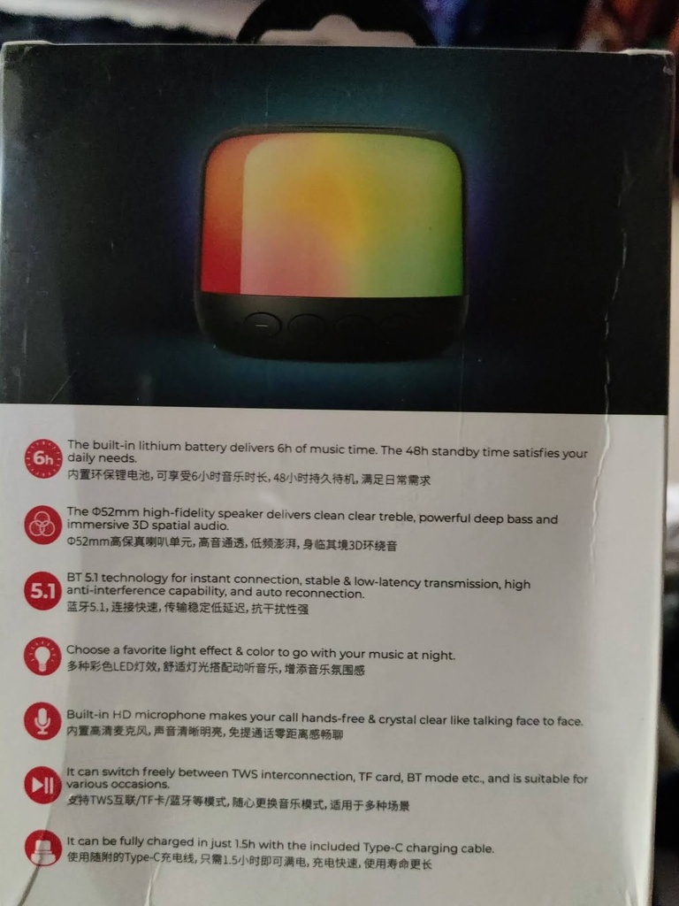 JOYROOM JR-ML03 Transparent RGB Bluetooth Wireless Speaker