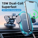 Joyroom JR-ZS299 Dual-Coil Wireless Car Charger + Dashboard Holder with LED