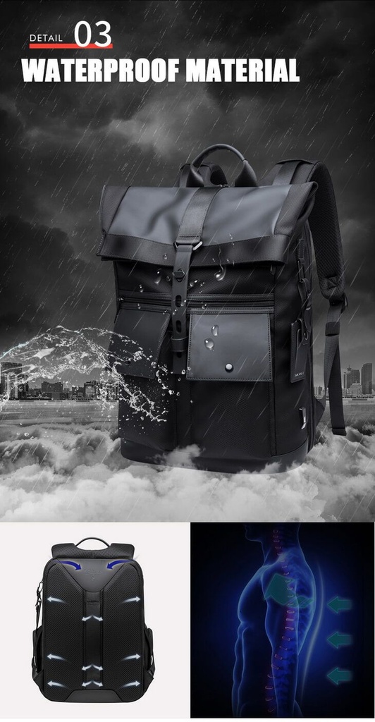 BANGE BG65 Super Backpack Fashion Waterproof Daily Travel Casual Travels School College University Teenage Rucksack