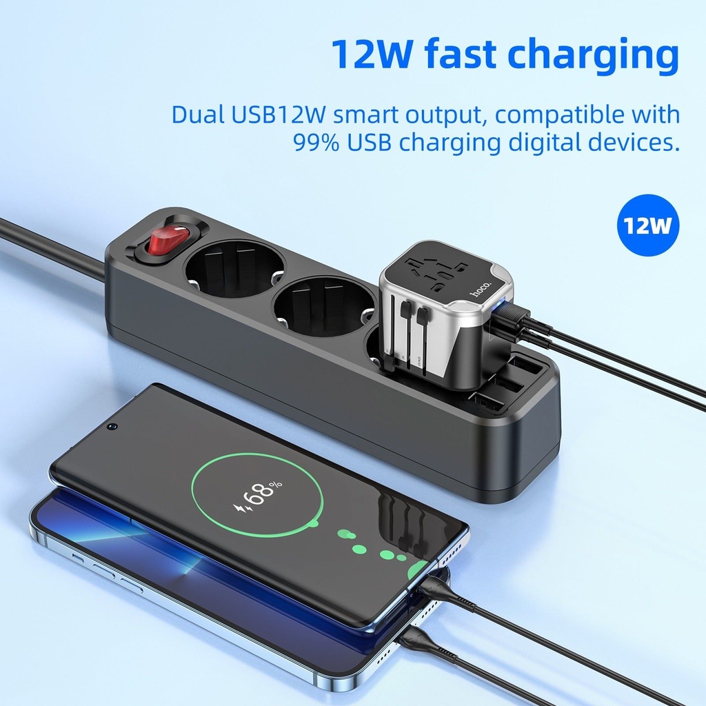 HOCO AC5 UNIVERSAL CONVERSION TRAVEL CHARGER WITH INTELLIGENT BALANCE TECHNOLOGY