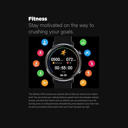 Zeblaze GTR Health and Fitness Smartwatch with Heart Rate, Exercise Modes, Sleep Tracking, Water Resistant 30M, 30 Days Battery Life, Slim and Sleek, Fitness Tracker for Women and Men (Black)