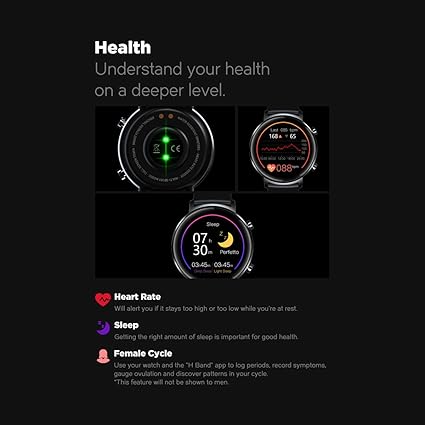 Zeblaze GTR Health and Fitness Smartwatch with Heart Rate, Exercise Modes, Sleep Tracking, Water Resistant 30M, 30 Days Battery Life, Slim and Sleek, Fitness Tracker for Women and Men (Black)