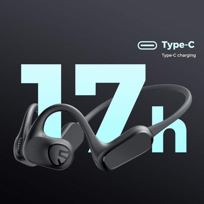 SoundPEATS Air Conduction Headphones, RunFree Lite Open-Ear Sports Bluetooth V5.3 Headphones with Bass Boost and 17 Hours, Sweatproof Ultralight Headset for Running, Workouts, USB-C