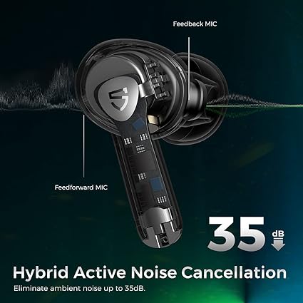 SoundPEATS Air3 Pro Hybrid Active Noise Cancelling Wireless Earbuds, QCC3046 Bluetooth 5.2 Stereo Headphones with 12mm Driver, aptX Adaptive, Game Mode, CVC 8.0, Transparency Mode, 24H Playtime