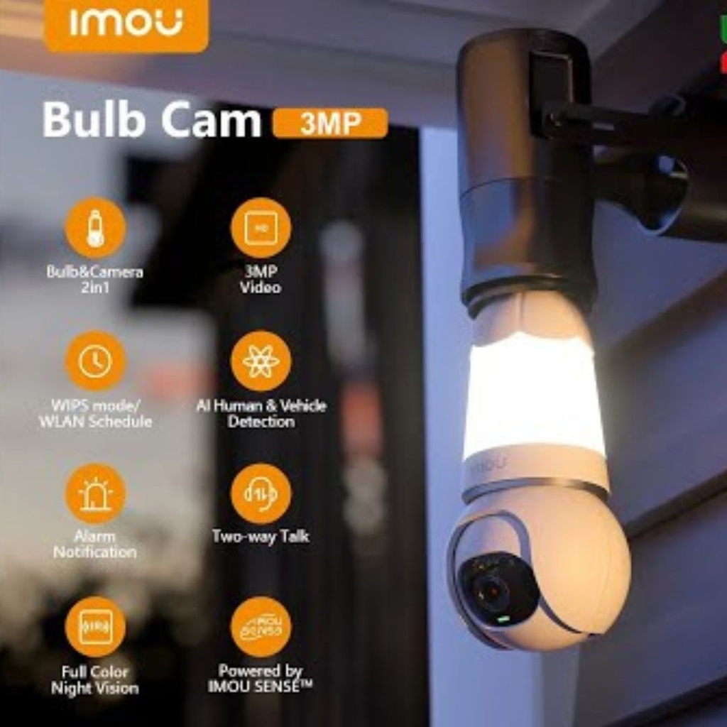 Dahua Imou Bulb Cam 3mp Super Wide Angle IPC-S6DP-3MOWEB (2.8mm) Wi-Fi Dome IP Camera