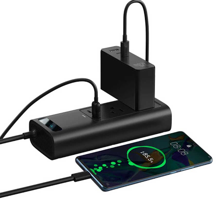 BASEUS Car Inverter Type-C USB AC Socket Car Charger 150W Digital Display Power Station 220V CNEU Plug Black by Honestime
