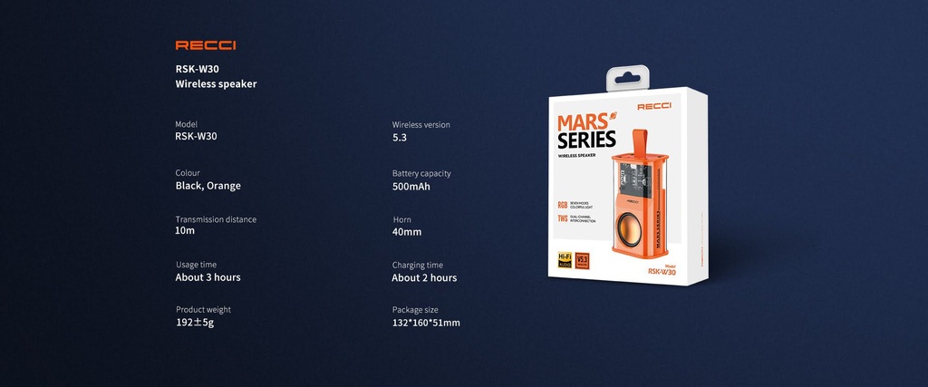 RECCI RSK-W30 Mars Transparent Wireless Speaker