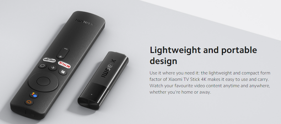 Xiaomi TV Stick 4K 2GB RAM & 8GB ROM Netflix, Amazon Prime, Youtube with 7000+ Apps Google Assistance Global Version EU - Black