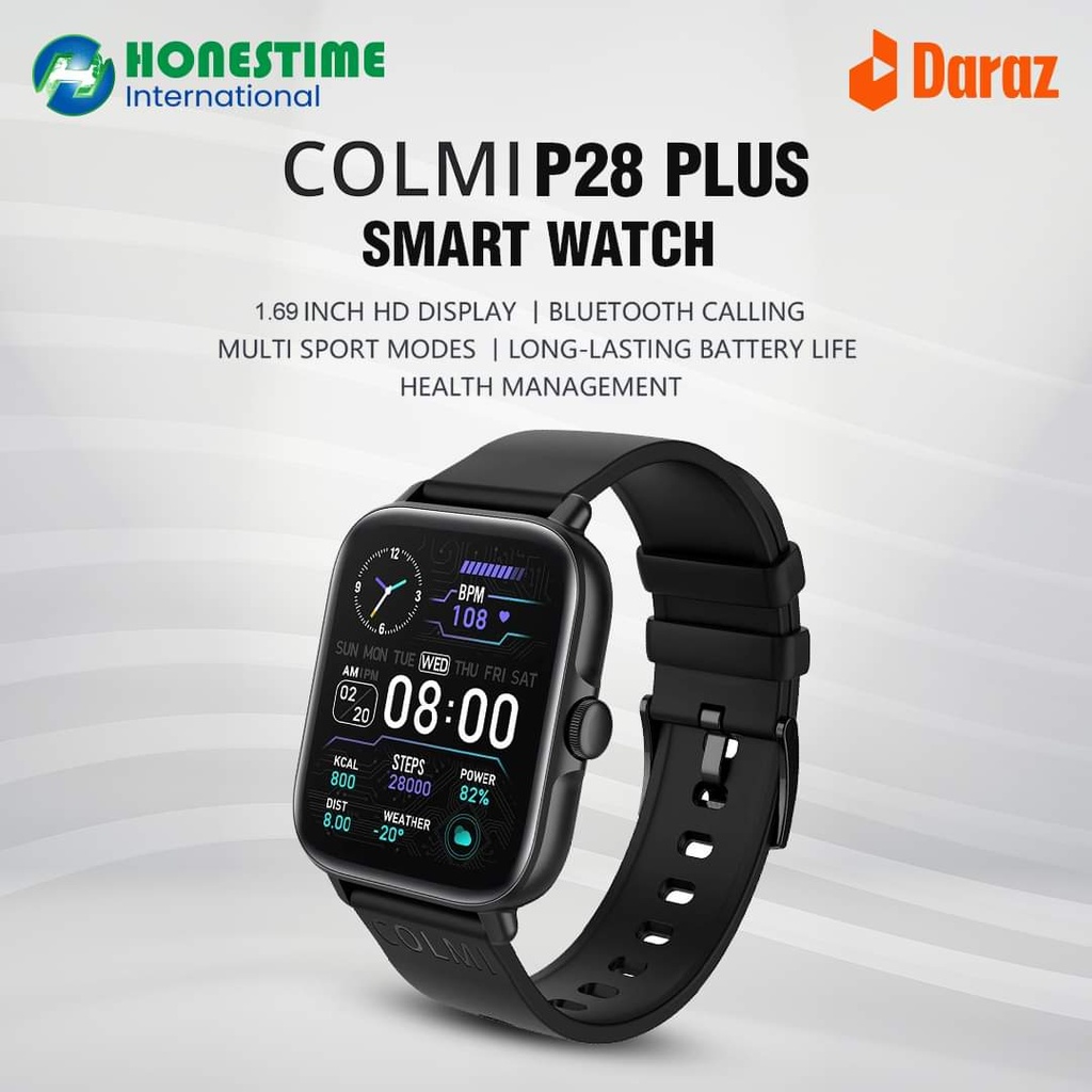 COLMI P28 Plus Smart Watch 1.69 inch HD Display 28 Sport Modes Heart Rate Monitor Blood Oxygen Measurement IP67 Sweat Proof Smart Watch