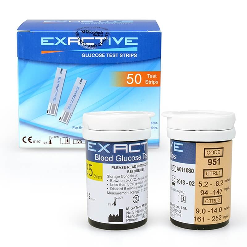 USA Exactive Vital Test Strips 50 (2x25) Pcs Test Strips + 1 Code Chip With 6+ to 24 Months Expiry Time