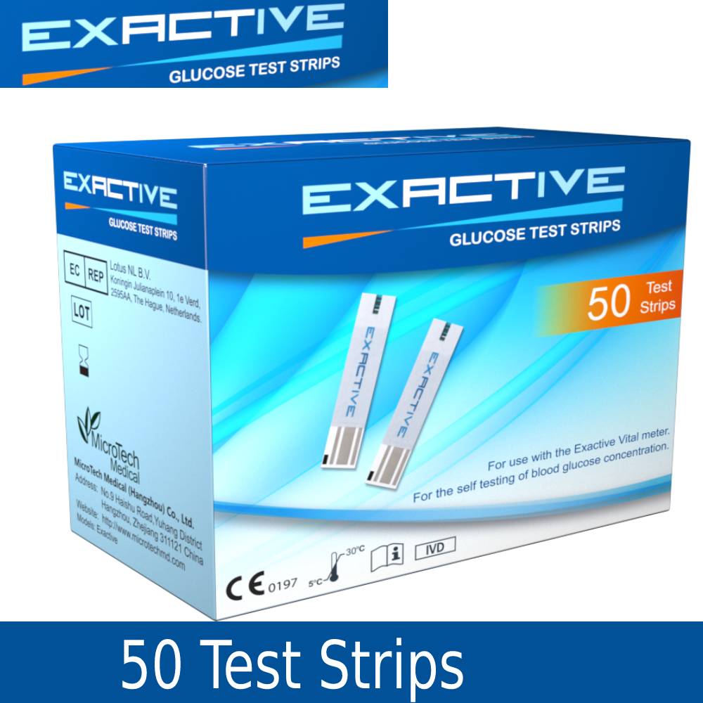 USA Exactive Vital Test Strips 50 (2x25) Pcs Test Strips + 1 Code Chip With 6+ to 24 Months Expiry Time