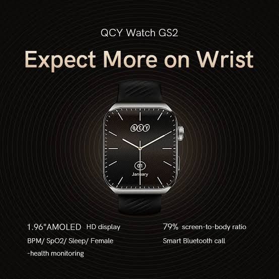QCY Smart Watch GS2 AMOLED Calling Smartwatch by Honestime International