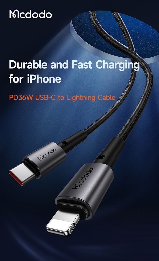 MCDODO CA285 36W TYPE-C TO LIGHTNING DATA CABLE 1.2M - BLACK