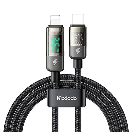 mcdodo USB C to Lighting Cable Transparent Data Cable PD Charger Digital Display Auto Power Off Dual Core Protection 36W