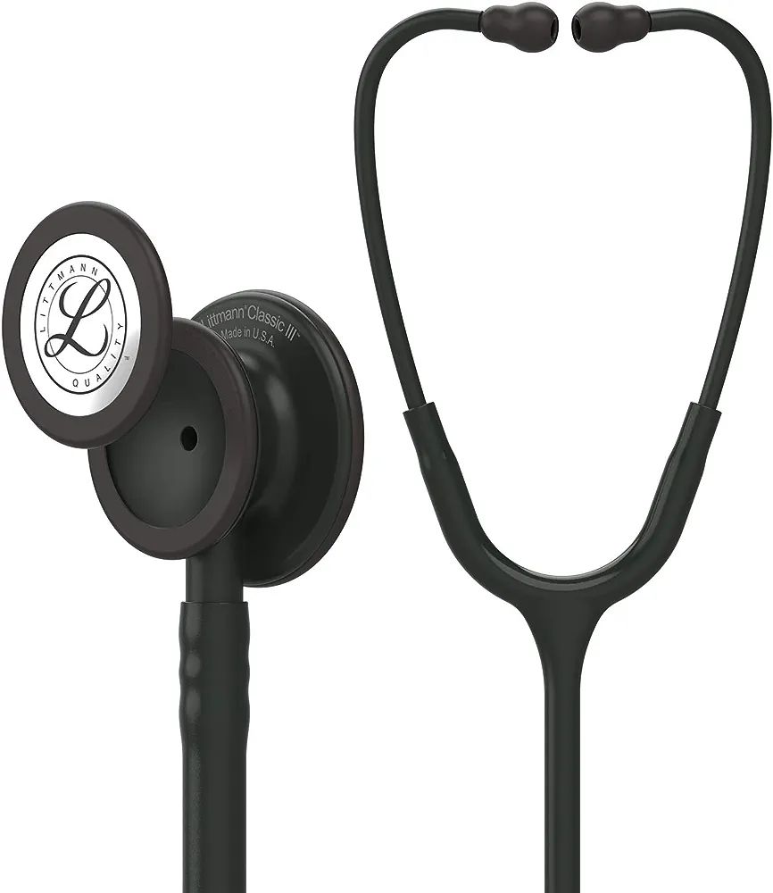 3M 5803 Littmann Classic III Black Edition Chestpiece Monitoring Stethoscope, 27" Black Tube
