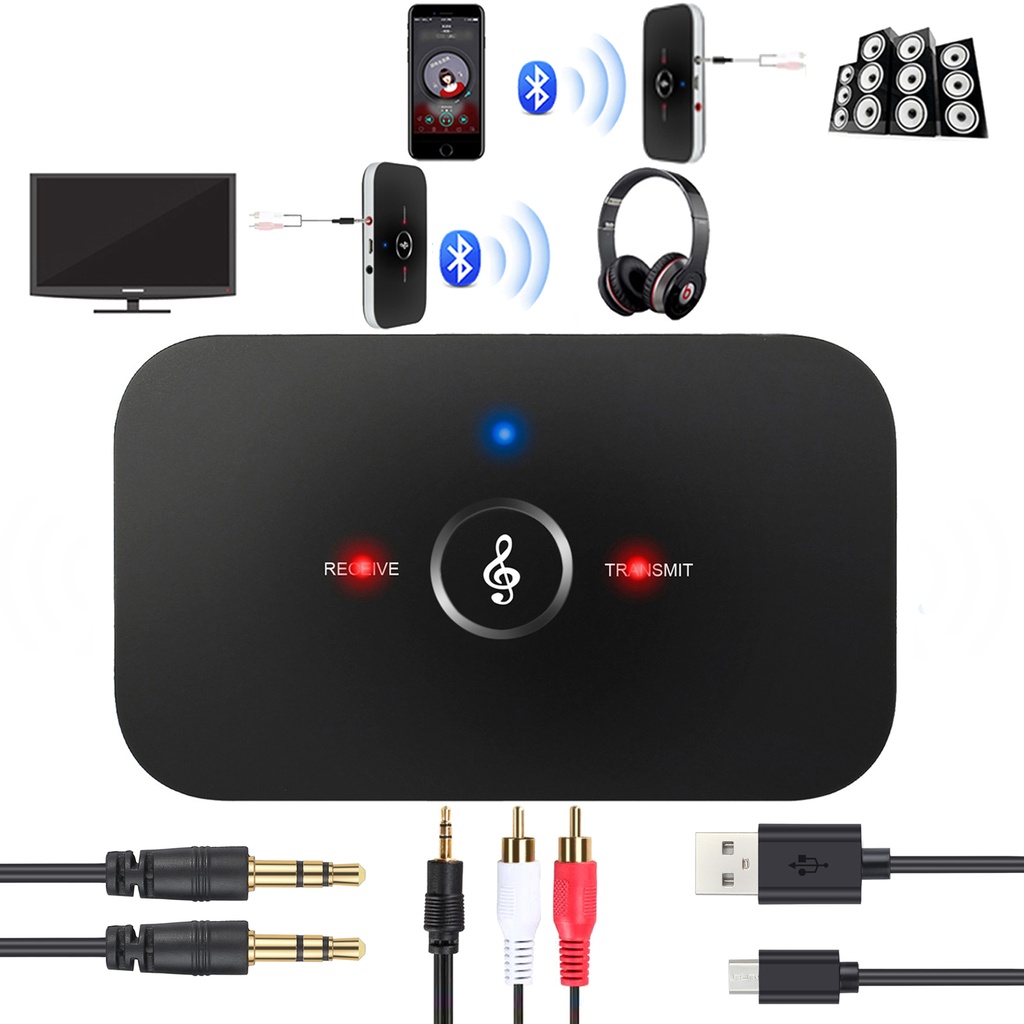 Kebidu Wireless Bluetooth Audio Transmitter Receiver 3.5mm Hands-free Stereo Hi-Fi Music Player Adapter for Car Home DVD PC Speaker