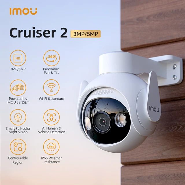 IMOU Cruiser 2 3M/5MP Wi-Fi Outdoor Security Camera AI Smart Tracking Human Vehicle Detection IP66 Night Vision Two Way Talk