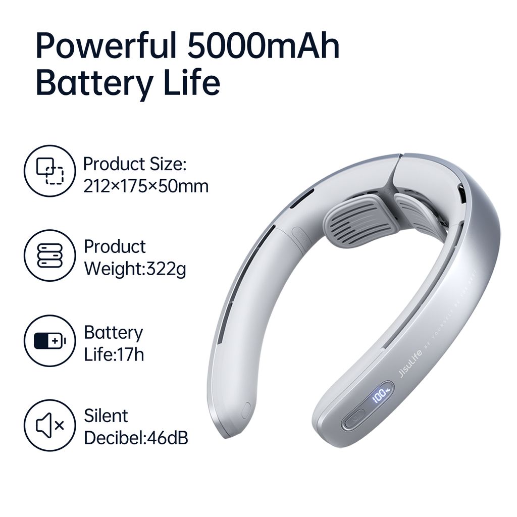 Jisulife FA45 Neck Fan Pro 5000mAh 100 Speeds Bladeless Fan