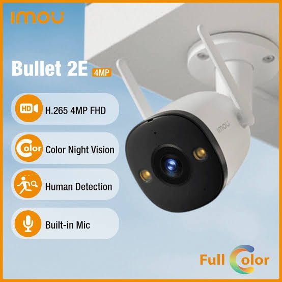 Bullet 2E 4MP Colorful world, even at night  Human Detection | Smart Color Night Vision | Built-in Mic | IP67 Weatherproof | Built-in Spotlight | Dual Antennas and MIMO | Soft AP Mode | Cloud Storage