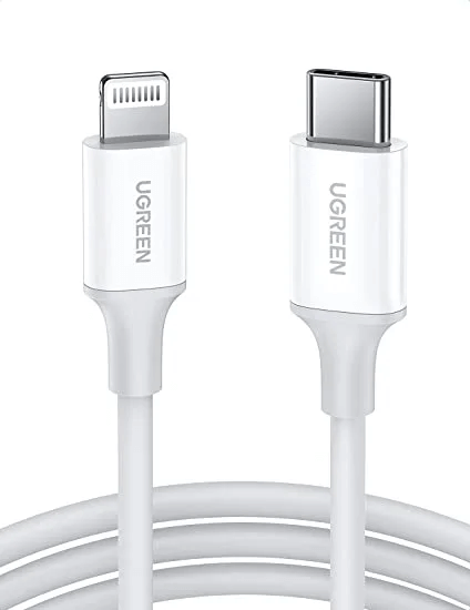 UGREEN 10493 USB-C to Lightning M/M Cable Rubber Shell 1m (White)