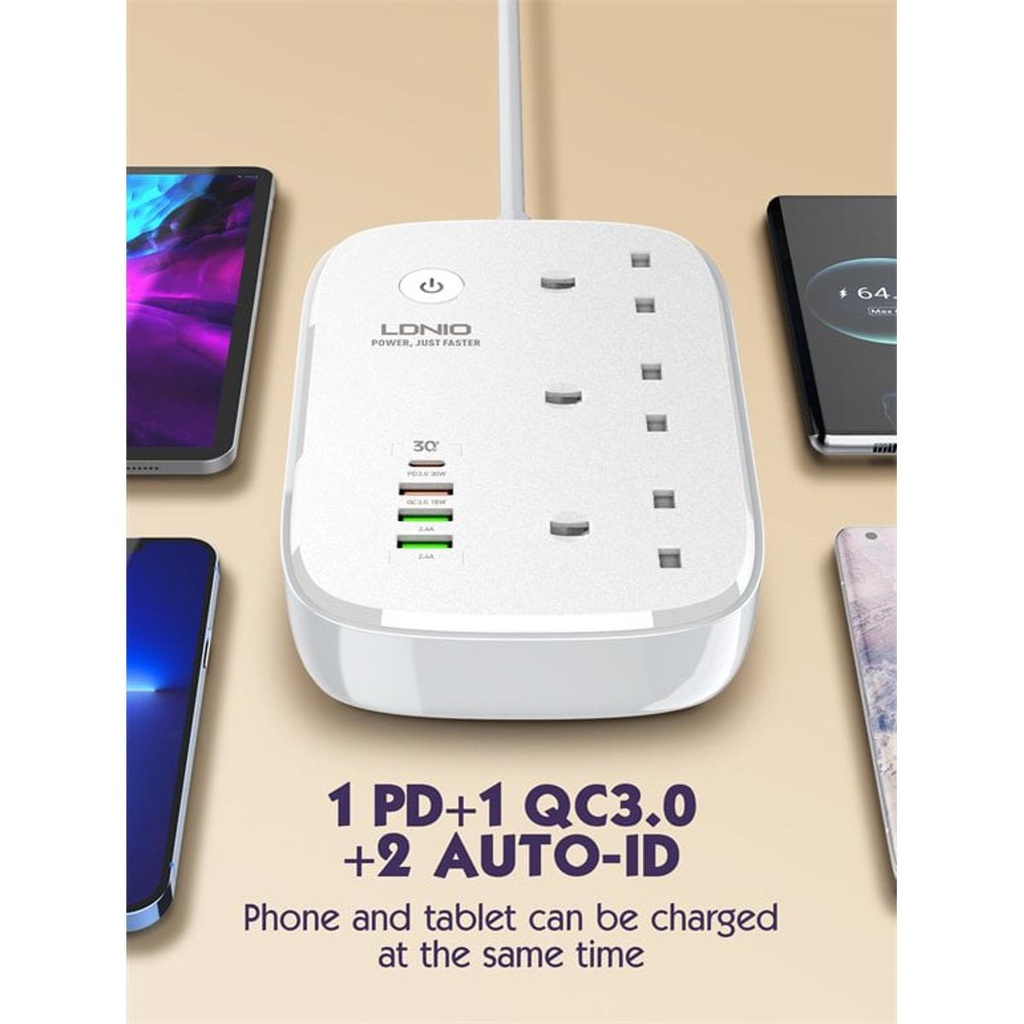 LDNIO SCW3451 WiFi Smart Power Strip 3 Socket 4 USB 2500W - White