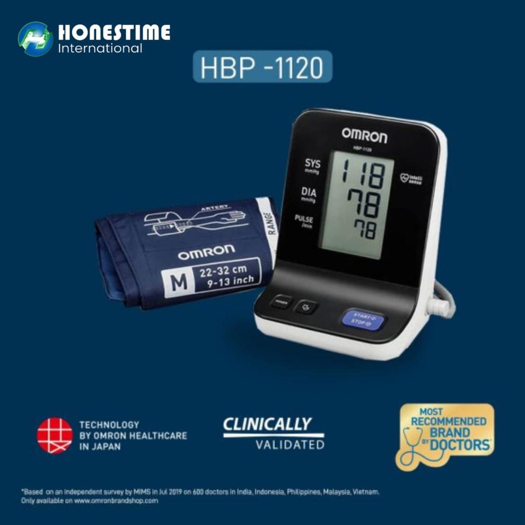 Japan Tech OMRON HBP-1120  Upper Arm Blood Pressure Monitor | 5 Year Brand Warranty by Omron/Honestime
