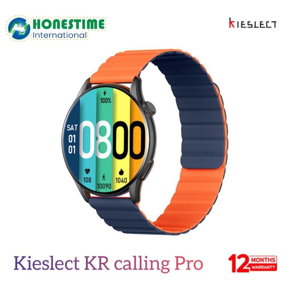 Kieslect KR Pro Smart Calling AMOLED Watch with Crown Navigation Sp02 & Heart Rate Tracking (Dual Strap) with 12 Months official Replacement warranty